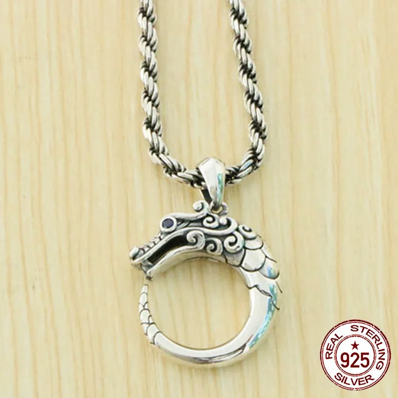 

S925 Sterling Silver Pendant Personalized Fashion Retro Safe Buckle Fish and Dragon Design sensation internet celebrity pendant