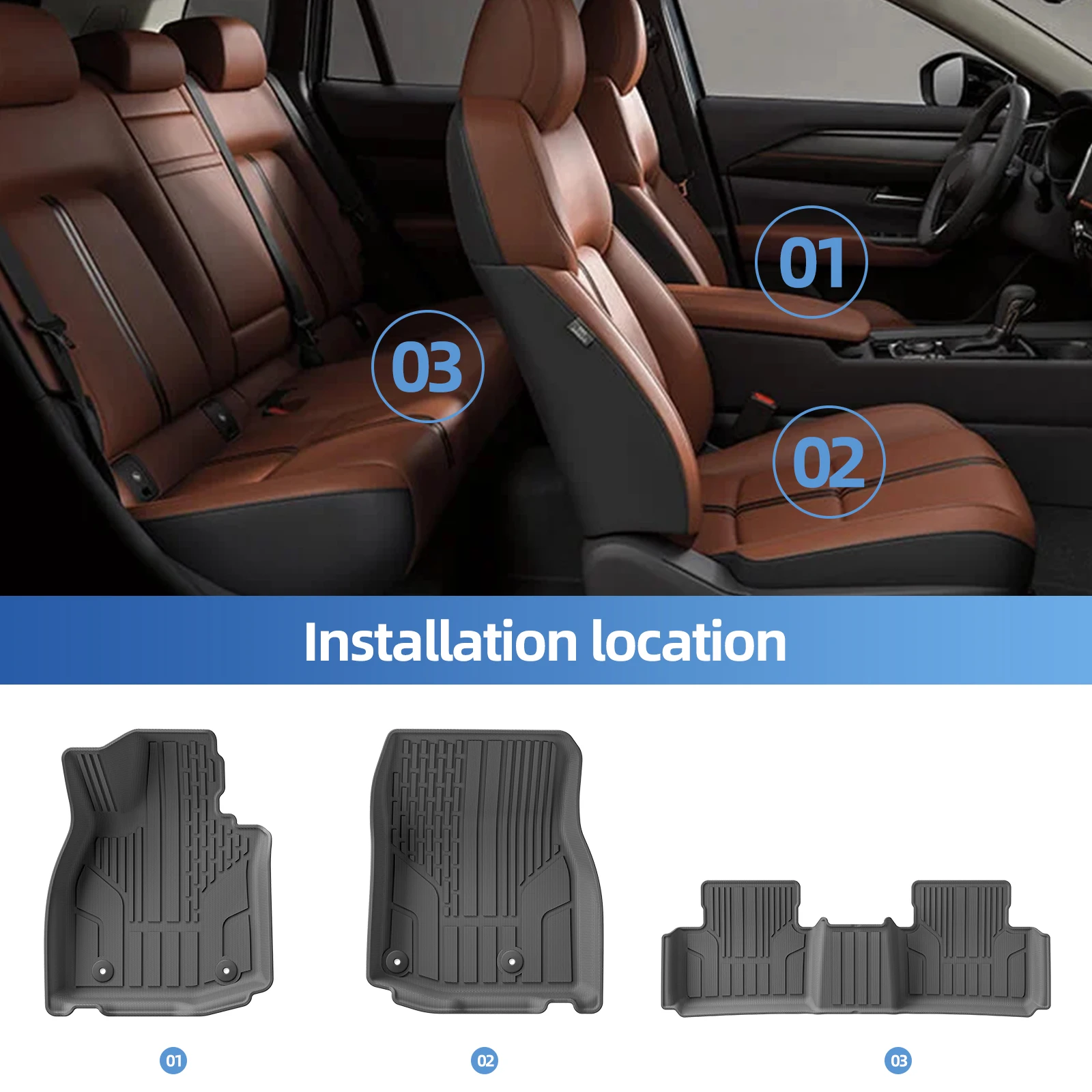 Smabee for Mazda CX-50 2023-2025 Car Floor Mats Protective Mat Interior Accessories Foot Pads Cargo Liner Only For Left Drive