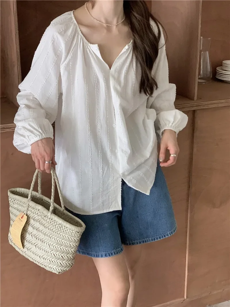 Summer Women Blouse Spring Shirt Female Woman Blouse Maxi Blusas Chiffon Casual Elegant Vintage Long Sleeve Oversize Loose White