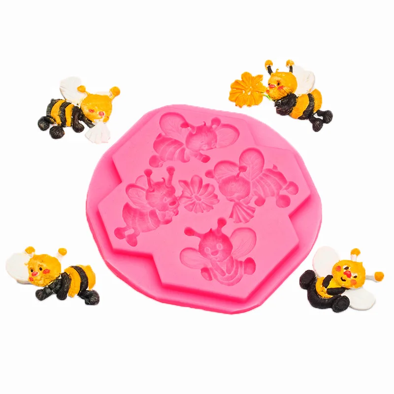 Cartoon Bee Silicone Fondant Mold Diy Cake Chocolate Baking Aromatherapy Gypsum Decorative Ornaments Resin Molds A846