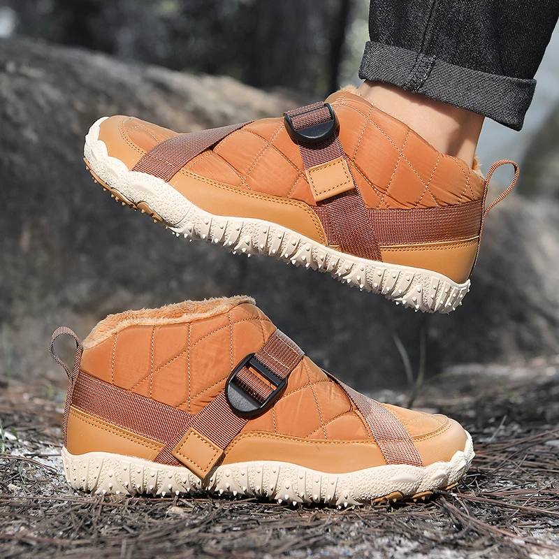 New Winter Booties Men Snow BareFoot Casual Shoes Outdoor Waterproof Work Shoes Warm Fur Men Ankle Shoes Snow Boots Plus Size