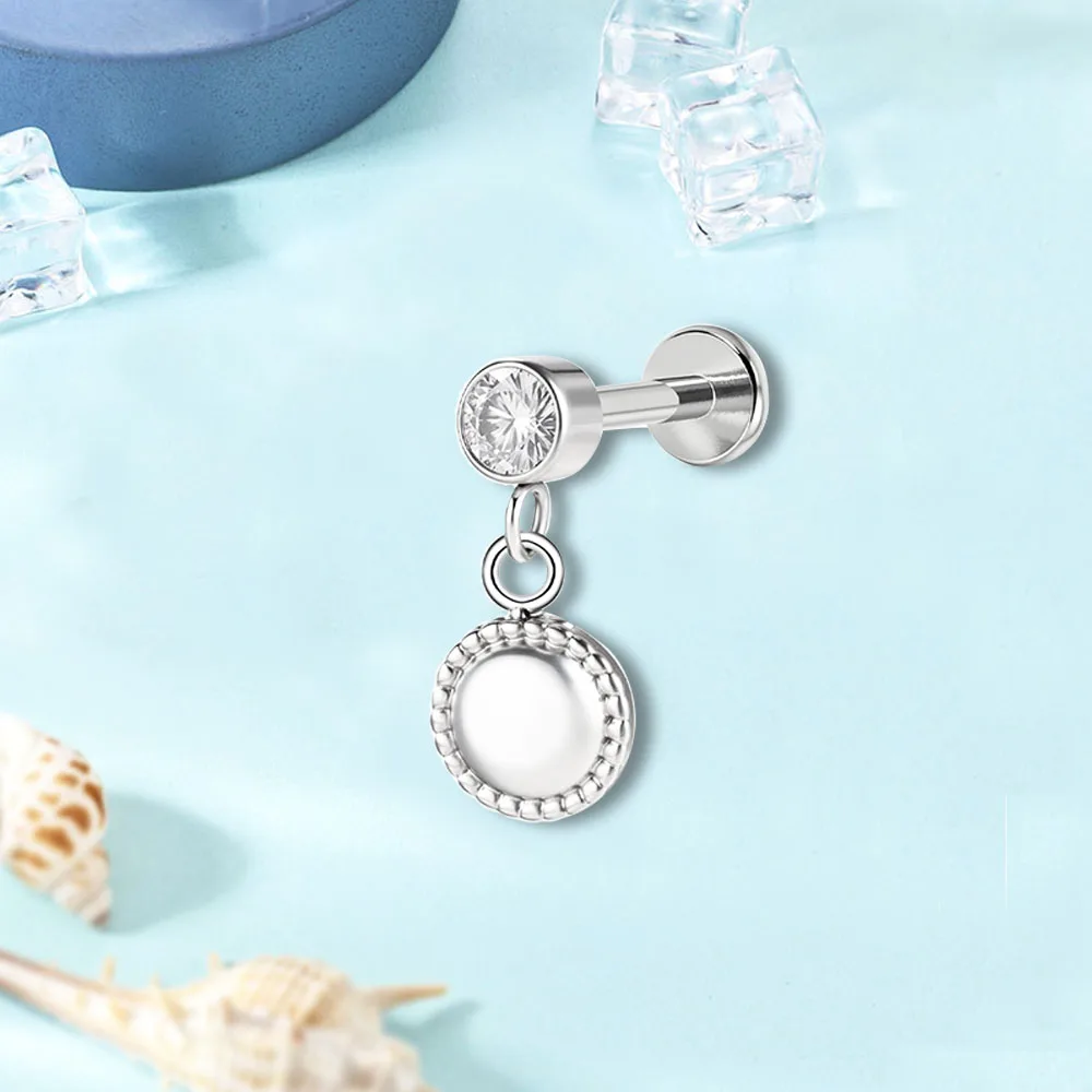 قطعة واحدة من قلادة الشفاه الأوروبية والأمريكية المصنوعة من الفولاذ المقاوم للصدأ مع مجوهرات ثقب الجسم من الزركون