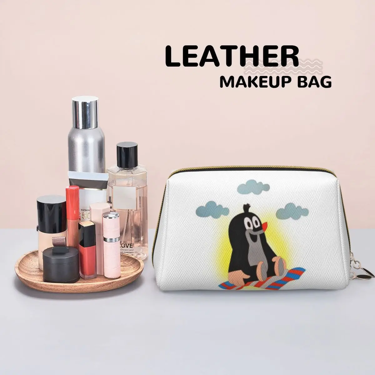 Mole Happy Krtek Women Cosmetic Bags Travel Makeup Organizer Pouch Toiletry Storage Dopp Kit Case