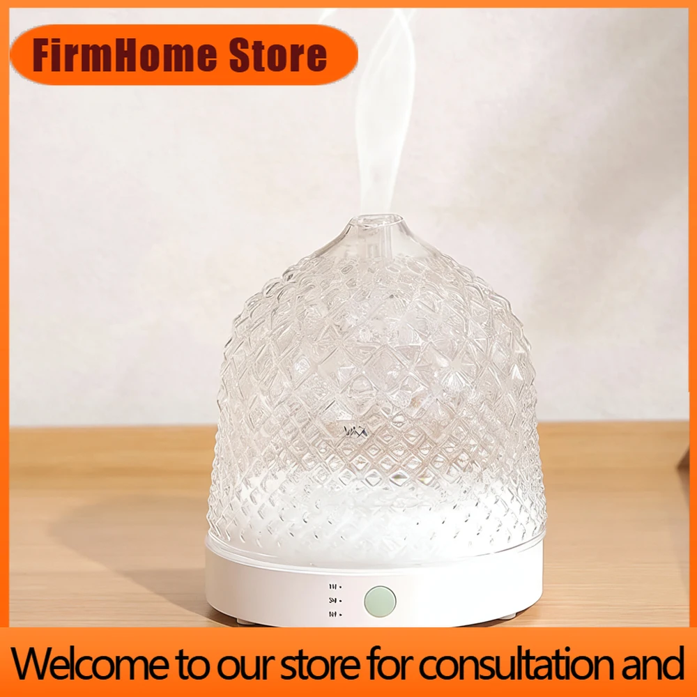 FirmHome StoreElectric Glass Ultrasonic Air Humidifier 200ML Aroma Diffuser LED Lights Essential Oils Humidifier Electric Smell