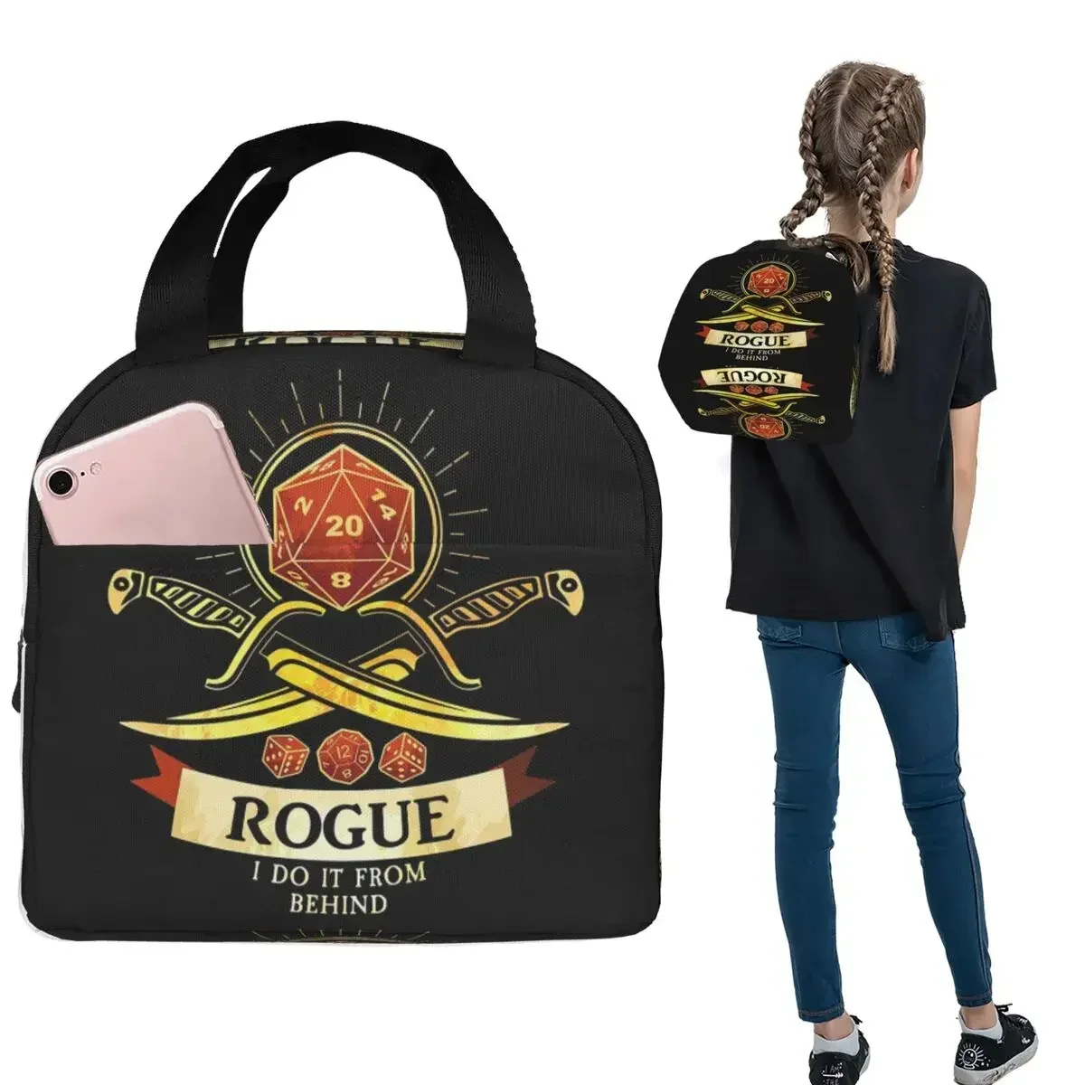 Roll Initiative Dungeon And Dragon Game Insulated Lunch Bag for Women Children Leakproof Food Boxes Thermal Lunch Box Tote