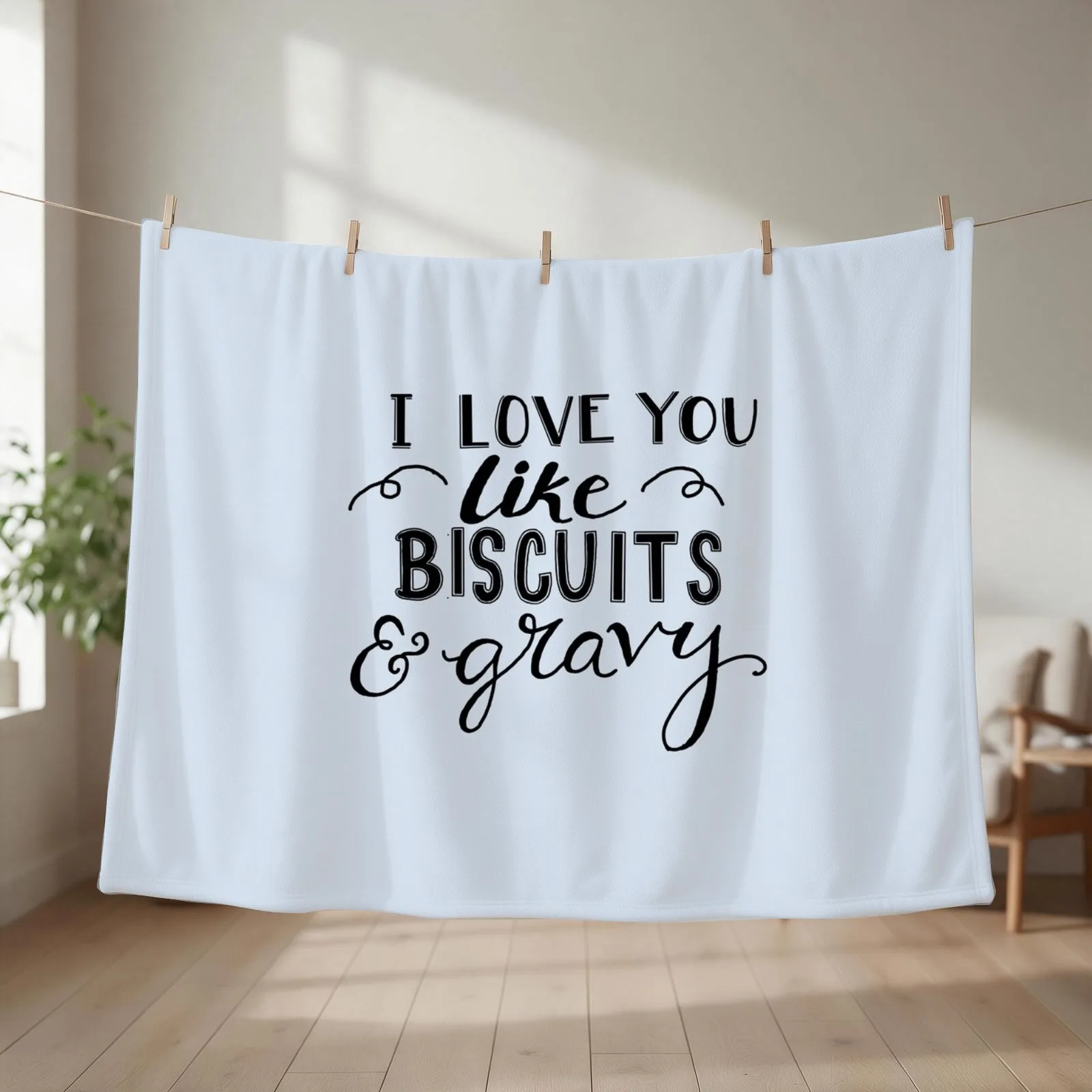 I love you like biscuits and gravy Throw Blanket couch cozy soft plush fuzzy picnic outdoor blanket