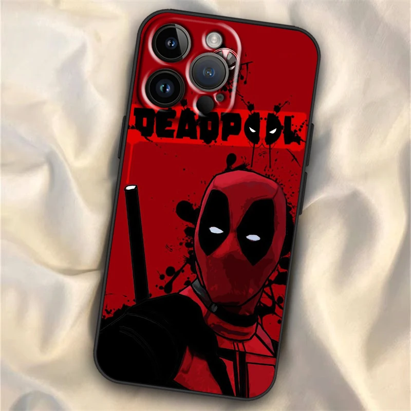 Marvel Avengers Deadpool For Apple iPhone 15 14 13 12 11 XS XR X 8 7 Pro Max Plus Mini Silicone TPU Soft Black Phone Case