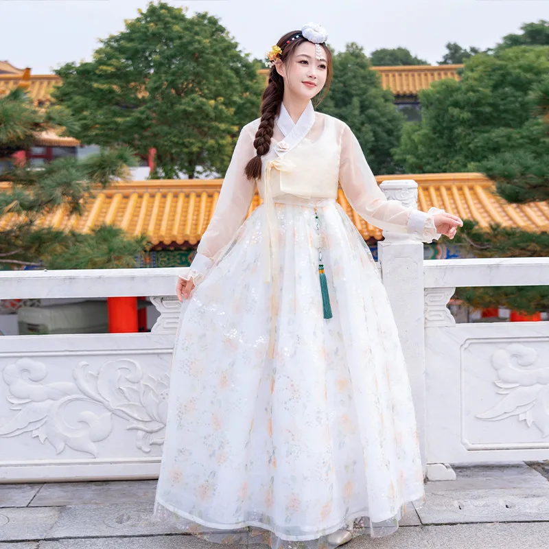 古代伝統舞台舞踊衣装 少数民族宮殿公演 結婚式パーティー ダンススーツ 韓国漢服ドレス 女性用 2025