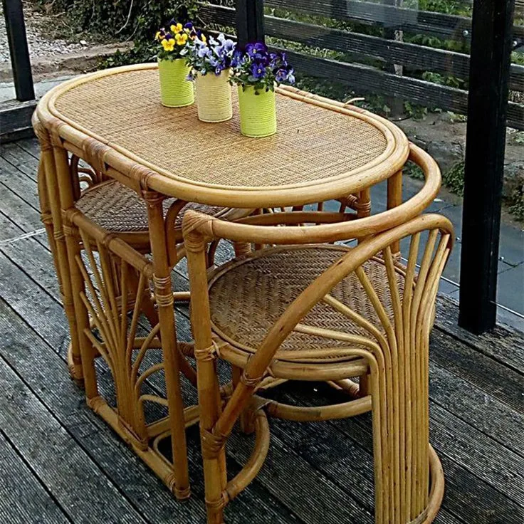 Furniture Removable rattan tableware Outdoor restaurant Combined courtyard Garden Bamboo table