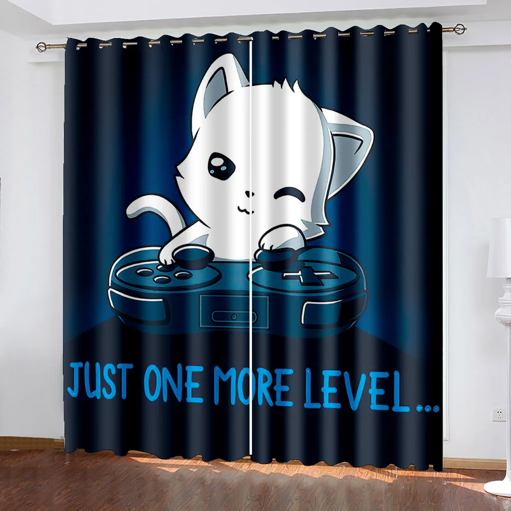 

Gamepad Printing Blackout Living Room Curtains, Home Decoration Boy Bedroom Curtains Double Open Cortina De Ventana