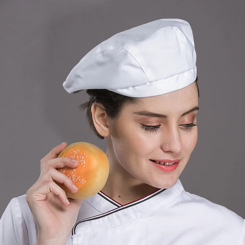 Béret imprimé pour hommes et femmes, chapeau de chef de cuisine, casquette de travail respirante, chapeau de cuisine de restaurant, chapeau d'hôtel