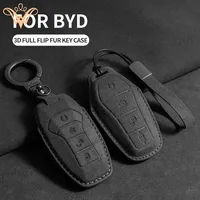 Car Key Case Cover Shell For BYD Atto 3 Han EV Dolphin Song PRO Han EV Max Tang DM2018 Qin PLUS Generation Alcantara Car Key Fob