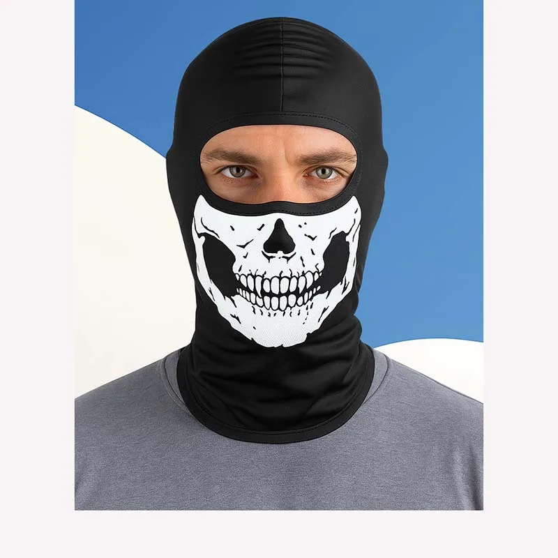 

Motorcycle head cover non-slip sweat-absorbent quick-drying hooded hat ghost skull digital print ice silk neck gaiter sun protec