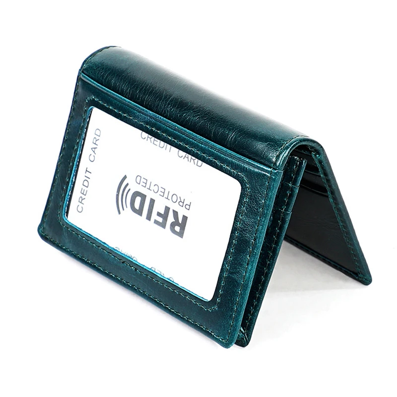 RFID Genuine Leather Business Card Holder For Man Wallet High Quality Cowhide Women Purse Large Capacity Credit Card Holders