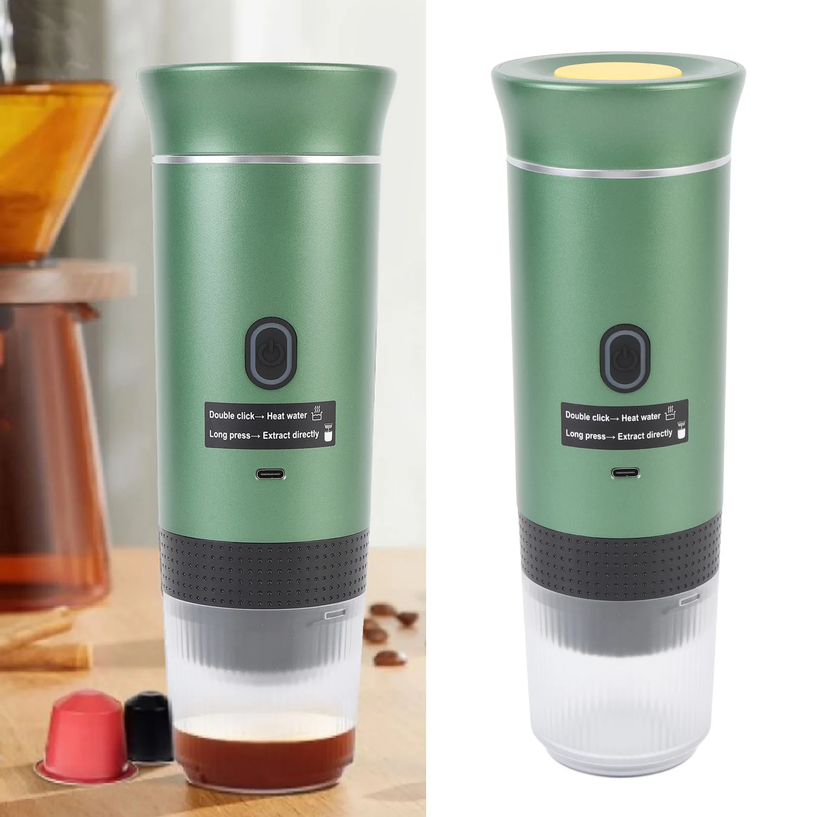 휴대용 커피 메이커 120ml 304 스테인레스 스틸 자동 소형 캡슐 커피 메이커 야외 자동차 여행 캠핑