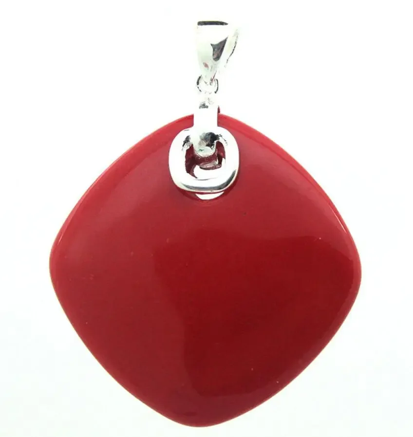 

Модные украшения 925 СТЕРЛИНГ СЕРЕБРЯНЫЙ КРАСНЫЙ КОРАЛ РИСКОЕ ОЖЕРЕЛЬЕ КУЛОН 35*35 ММ