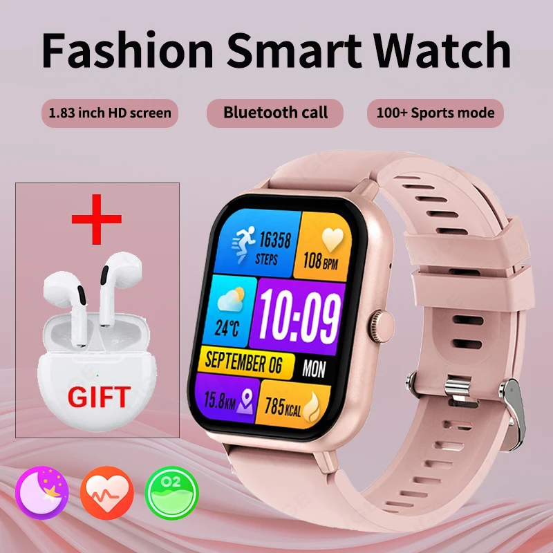 Lige Bluetooth-Anruf Smartwatch Frauen Männer Herzfrequenz Blut Sauerstoff Sprach assistent 100