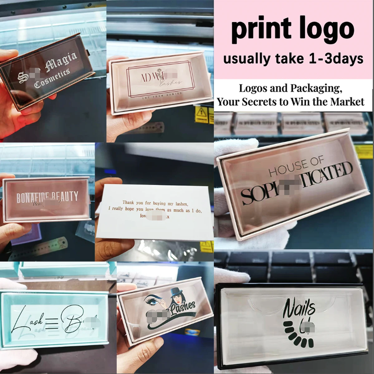 Lashes Box Case Wholesale Lash Cases Packaging Bulk Square Eyelash Case New Custom Pink Black Eyelashes Box Package With Logo