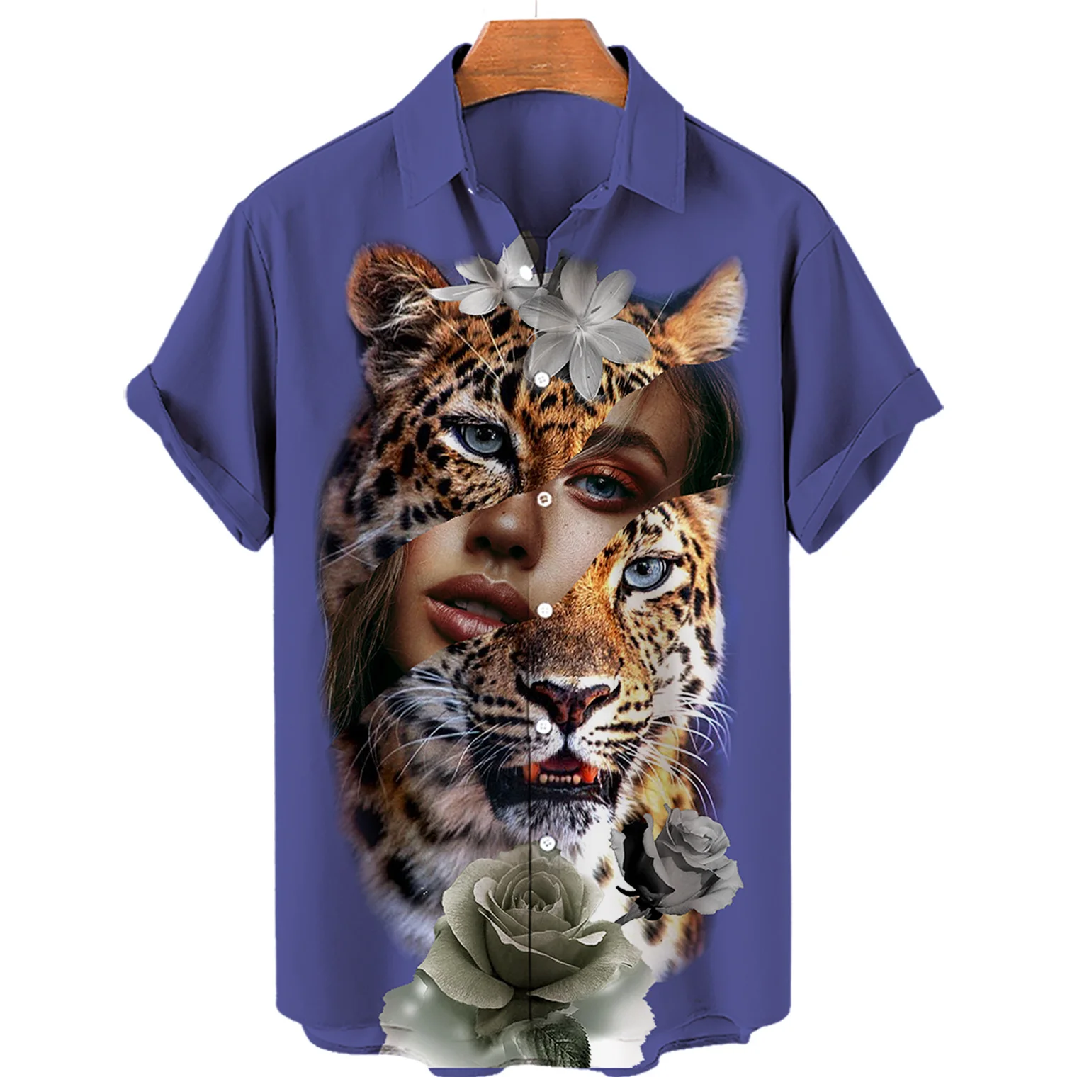 Tiger Fighting Animal Beast Fierce Tiger Printing 3D Shirts Men\'s Short Sleeve Tops Oversized Tees Shirt Men Designer Clothes