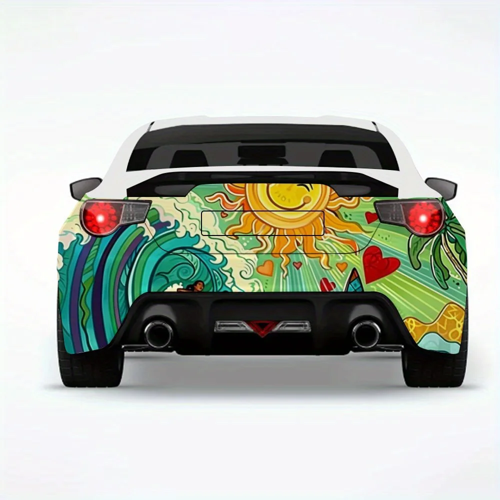 

Surfing Fun Wave Car StickerVinyl Decal for Car Rear, Waterproof Self-Adhesive Vinyl Stickers for Vehicle Tail & Bumper, Decorat