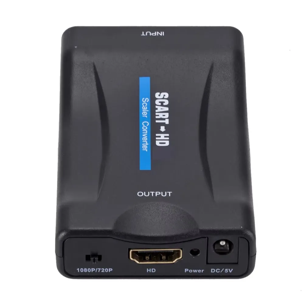 1080P SCART To HDMI-compatible with Supply Cable Audio Video Upscale Adapter Converter Plug and Play for HDTV Sky Box STB DVD