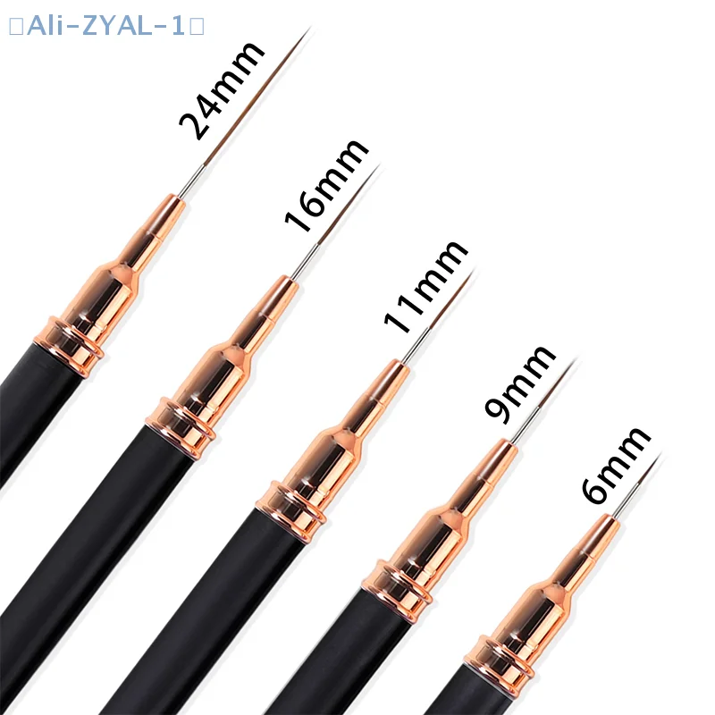 【ZYAL-1】5 قطع/مجموعة فرشاة احترافية لتحديد الأظافر لتصميم اللوحة المخططة فرش تزيين الأظافر للأظافر 7/9/11/15/20 مم #3