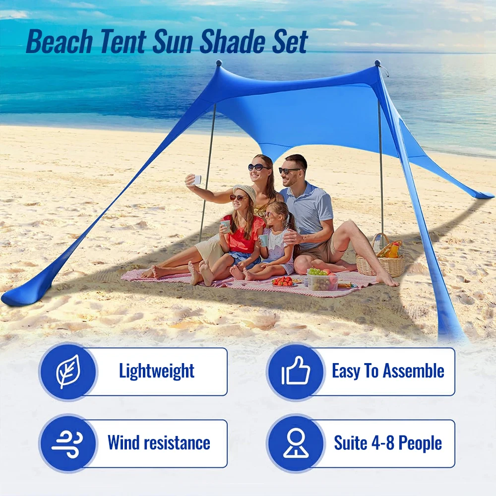 Portable Lycra Beach Canopy Tent UV Protection Sunshade Easy Setup Outdoor Shelter for Camping Picnic Fishing and Beach Use