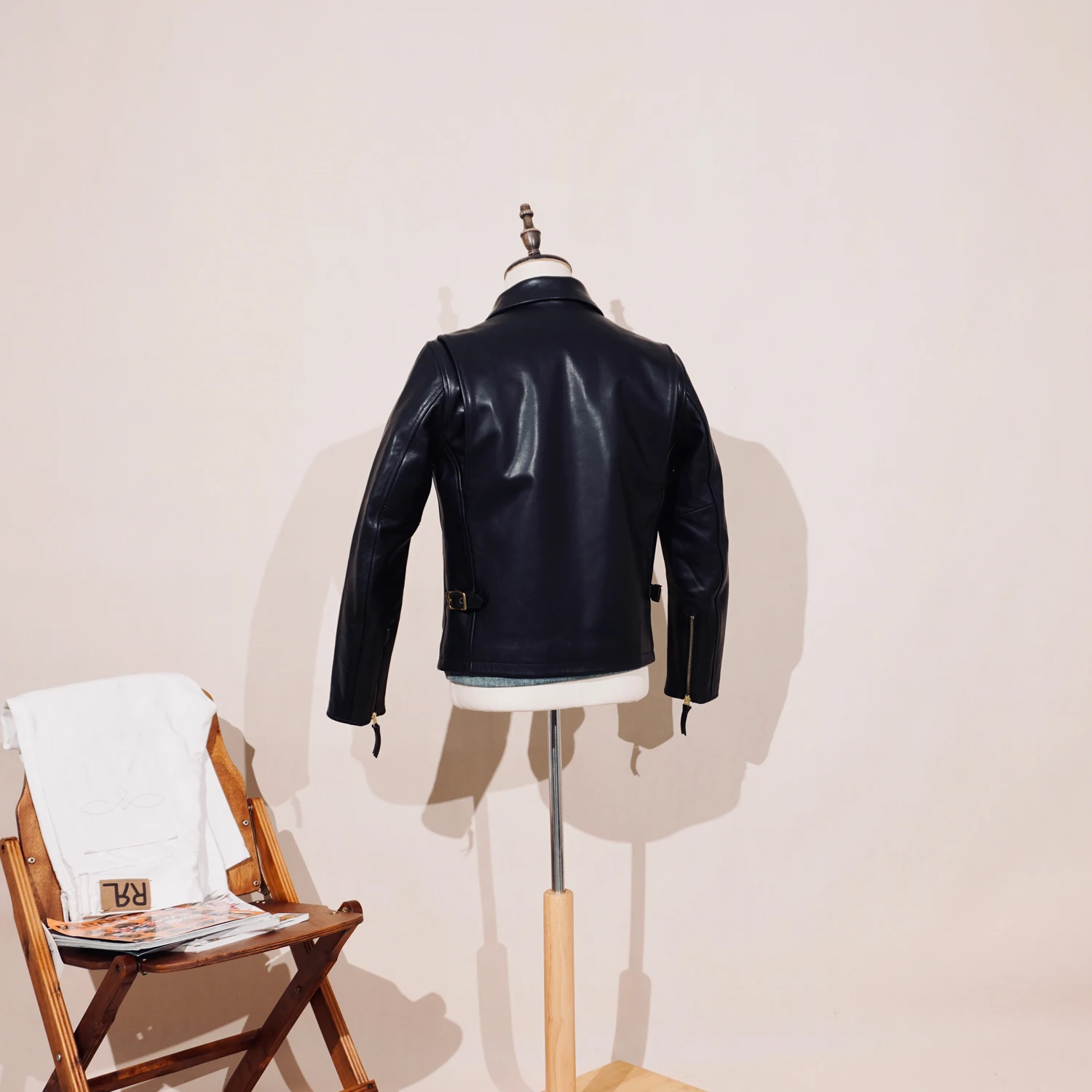 Tailor Brando Scho*t 689H Classic 1930s Full-Grain Vegetable-Tanned Horsehide Men's Genuine Leather Motorcycle Jacket
