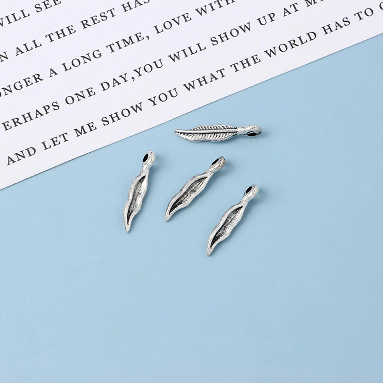 20pcs Silver Color Leaf Feather Charms Pendants Wholesale Vintage Leaves Charms for DIY Necklace Jewelry Making Accessories