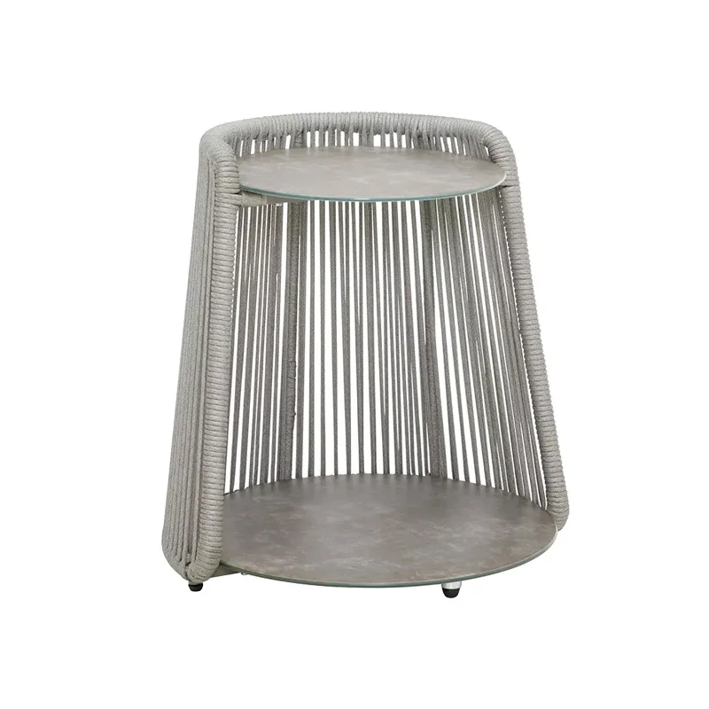 Outdoor braided rope sofa coffee table combination low stool Nordic lounge table and chair