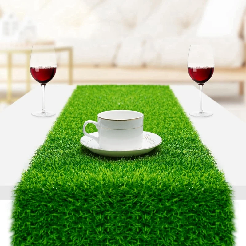 HOT SALE Artificial Grass Table Runner, 30 X 90Cm Table Runner, Faux Grass Table Runner, DIY Football Tablecloth, Table Runner