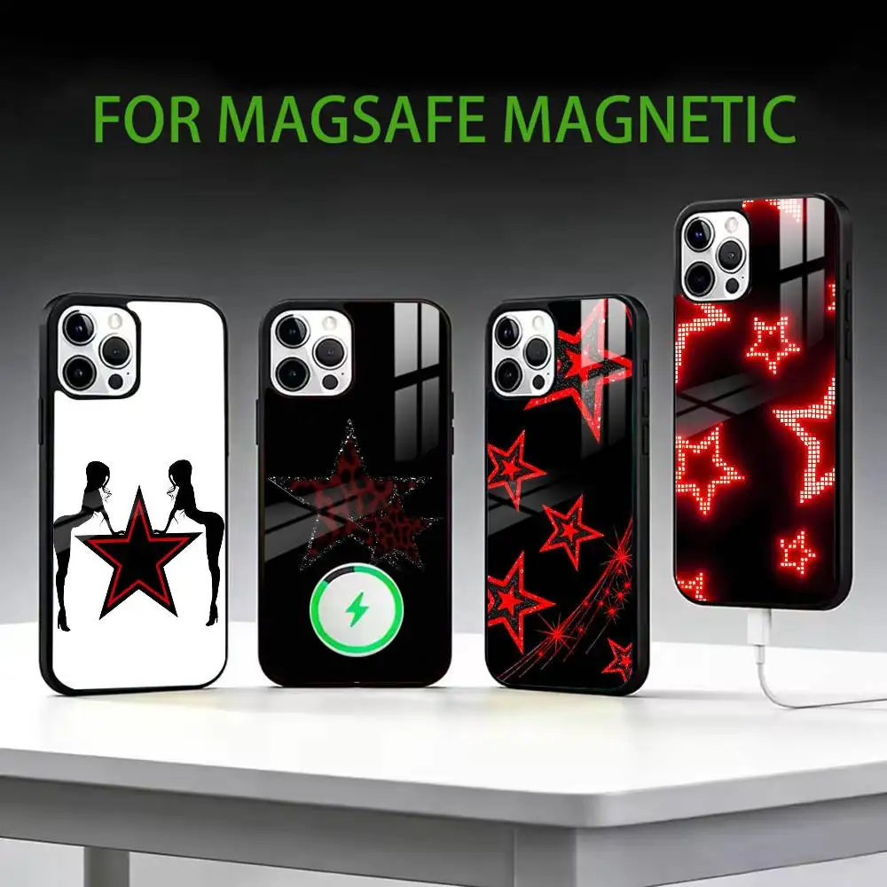 

F-five-pointed star Phone Case For iPhone17,16,15,14,13,12,11 Plus,Pro Max Magnetic For Magsafe Wireless Charging