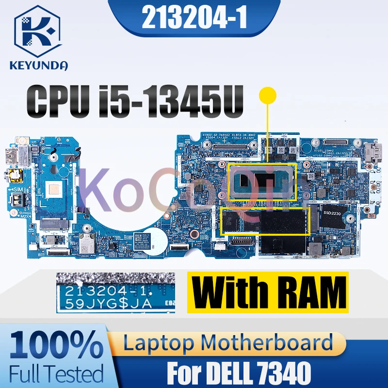 Placa base para ordenador portátil DELL 213204, 08NH88 i5-1345U, con RAM, completamente probada, 7340