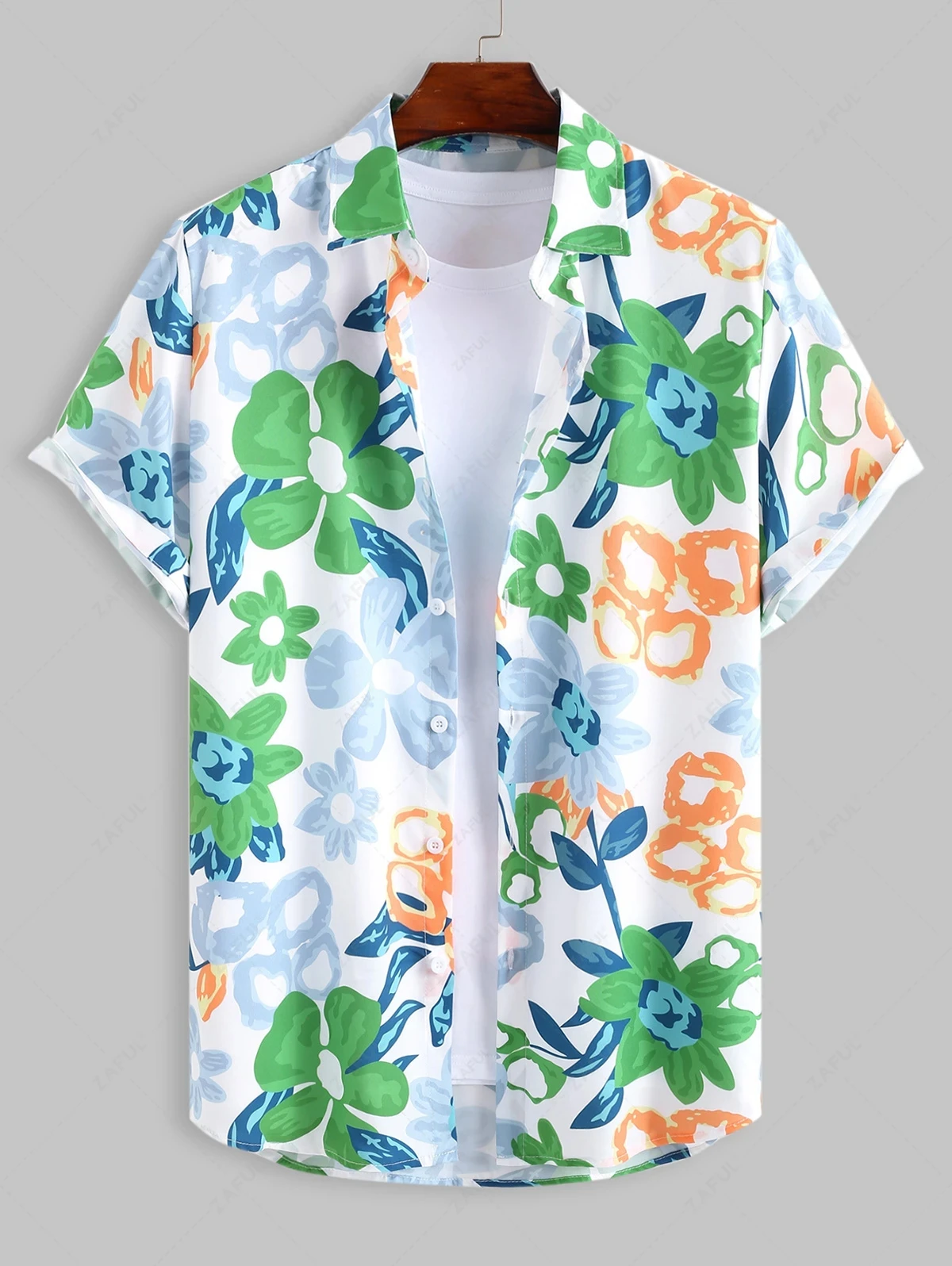 Hawaiian Mens Shirts Tropical plant leaves Flower 3D Printed Tops Casual Short Sleeve Button Beach Shirt Summer Men's Clothes