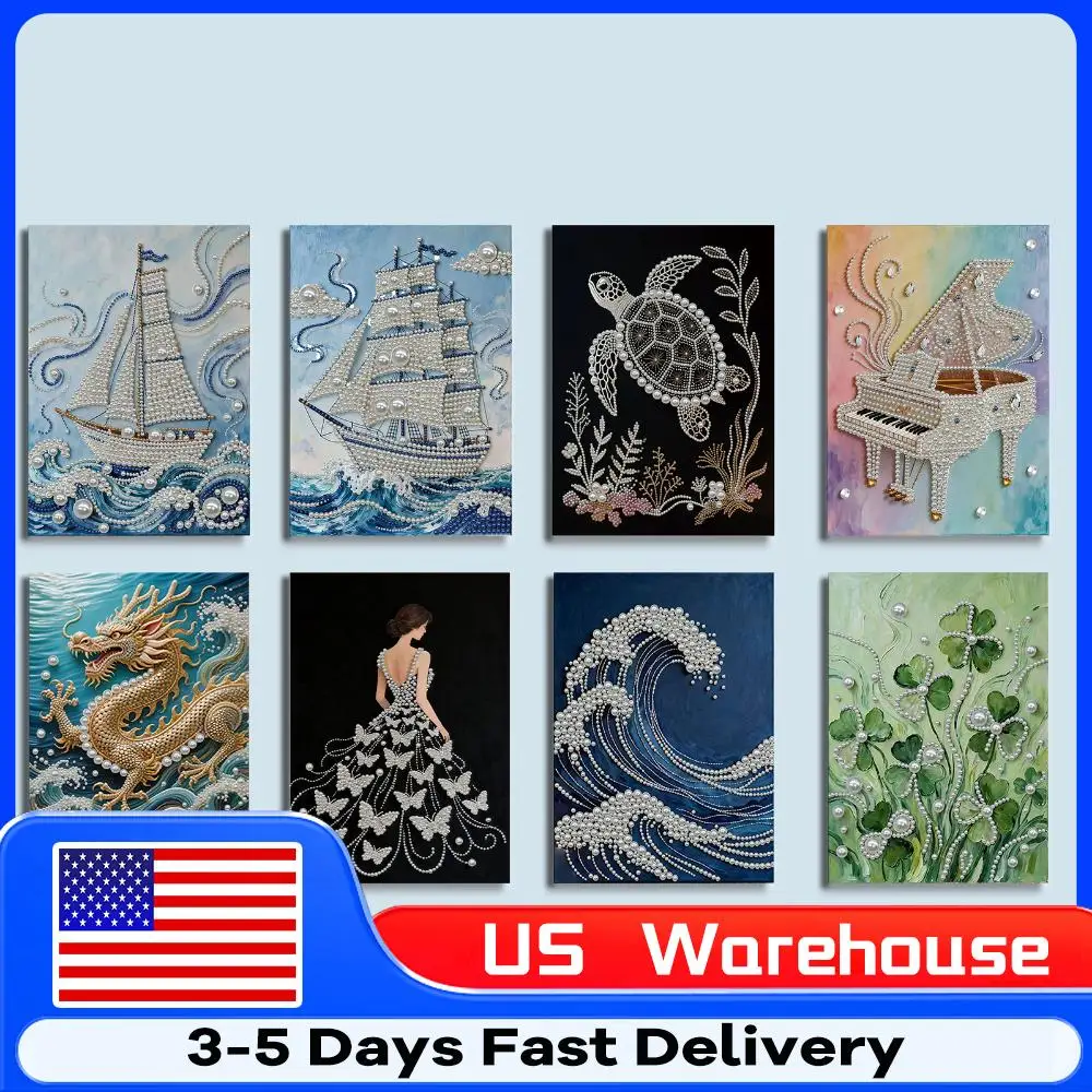 

DIY Pearl Gem Paintings Picture Arts Craft for Adults/Beginners Gift Home Decor With Frame 30x40cm