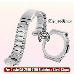 For Casio GA-2100 GA-2110 Men Set Stainless Steel Watch strap metal case GA2100 GA2110 Refitted Farm Oak Bezel band accessories
