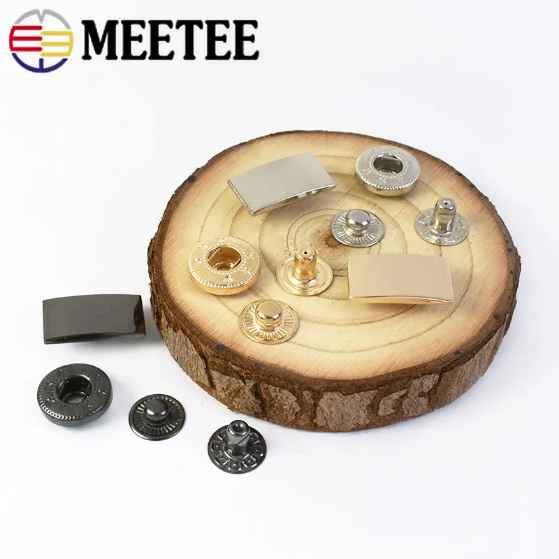 10/30Sets Meetee Metal Press Studs Snap Fastener Buttons for DIY Sewing Bags Garment Coat Down Jacket Leather Craft Accessories