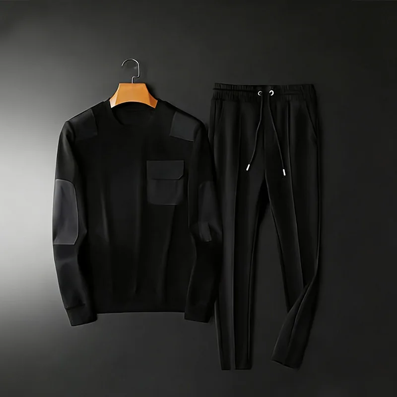 

Новинка весна-осень 2023 высококачественный четырехсторонний Эластичный шелковый тонкий свитер из двух частей Мужская спортивная одежда с капюшоном повседневный костюм