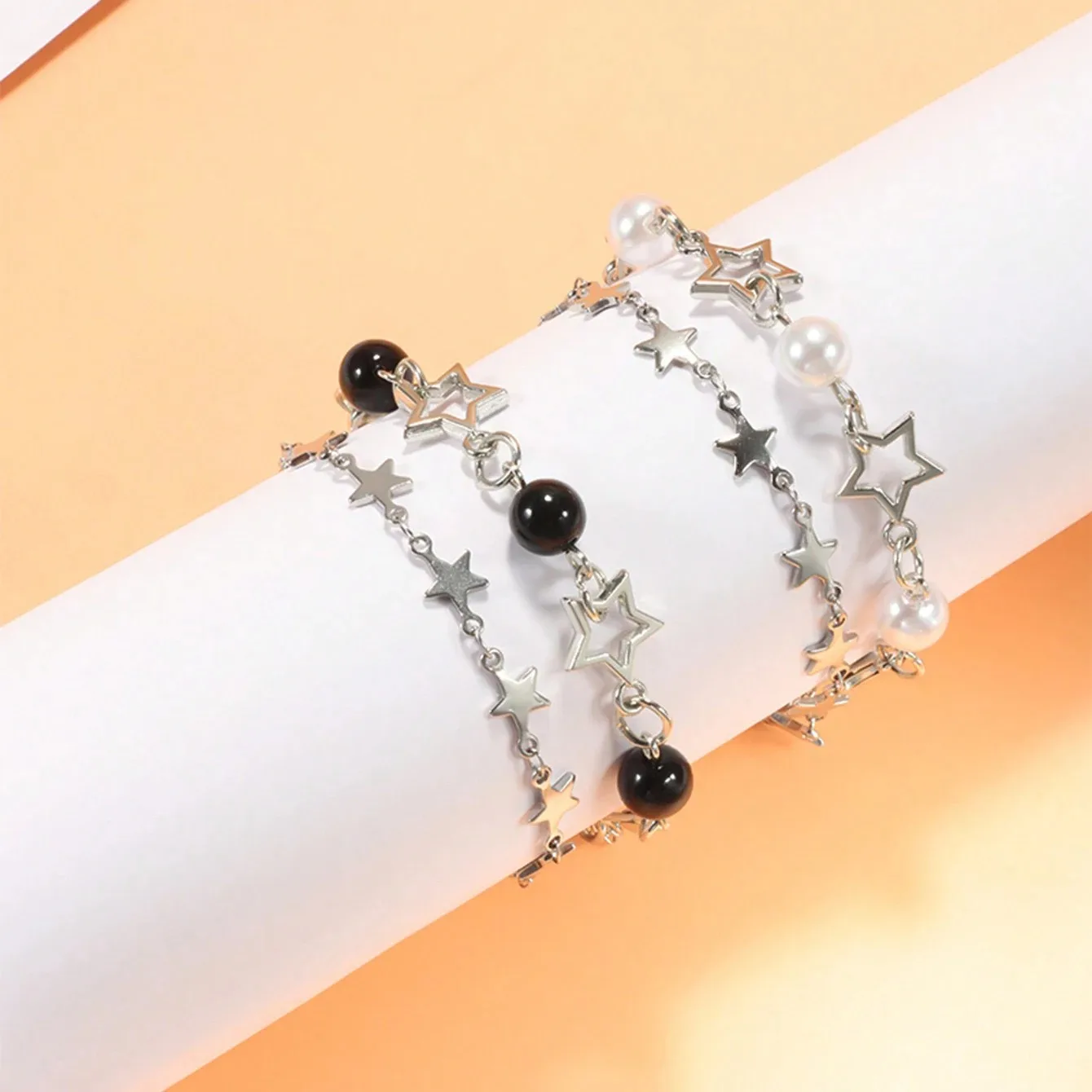

Y2K Couple Celebrity Bracelet Set, Imitation Pearl Star Friendship Bracelet, Perfect Gift for Holidays,Suitable for Daily Wear