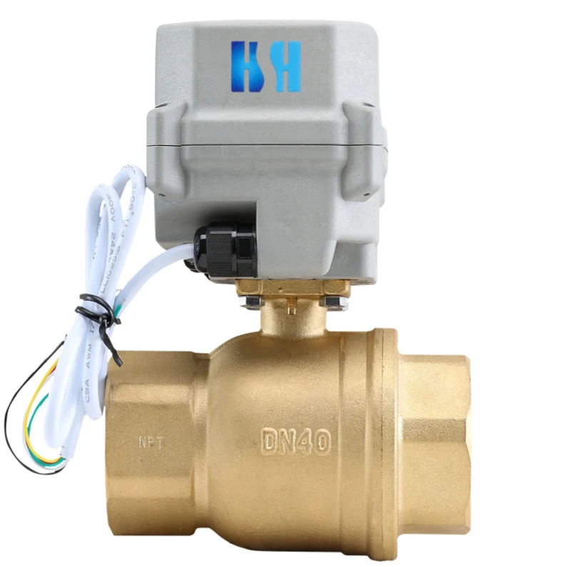 1-1/2'' DN40 2-Way Brass Electrical Ball Valve DC12V/24V, Motorized Valve with Manual Override for Water/Pipe 3 Wires