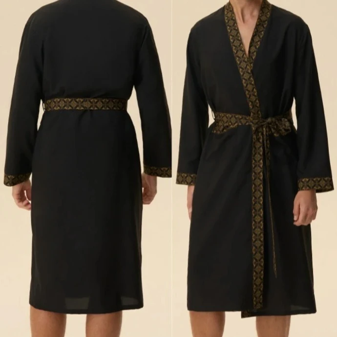 Men's Robe Set Pajamas Kimono Gown Bathrobe Shorts Pijamas Suit Loose Homewear Lounge Wear