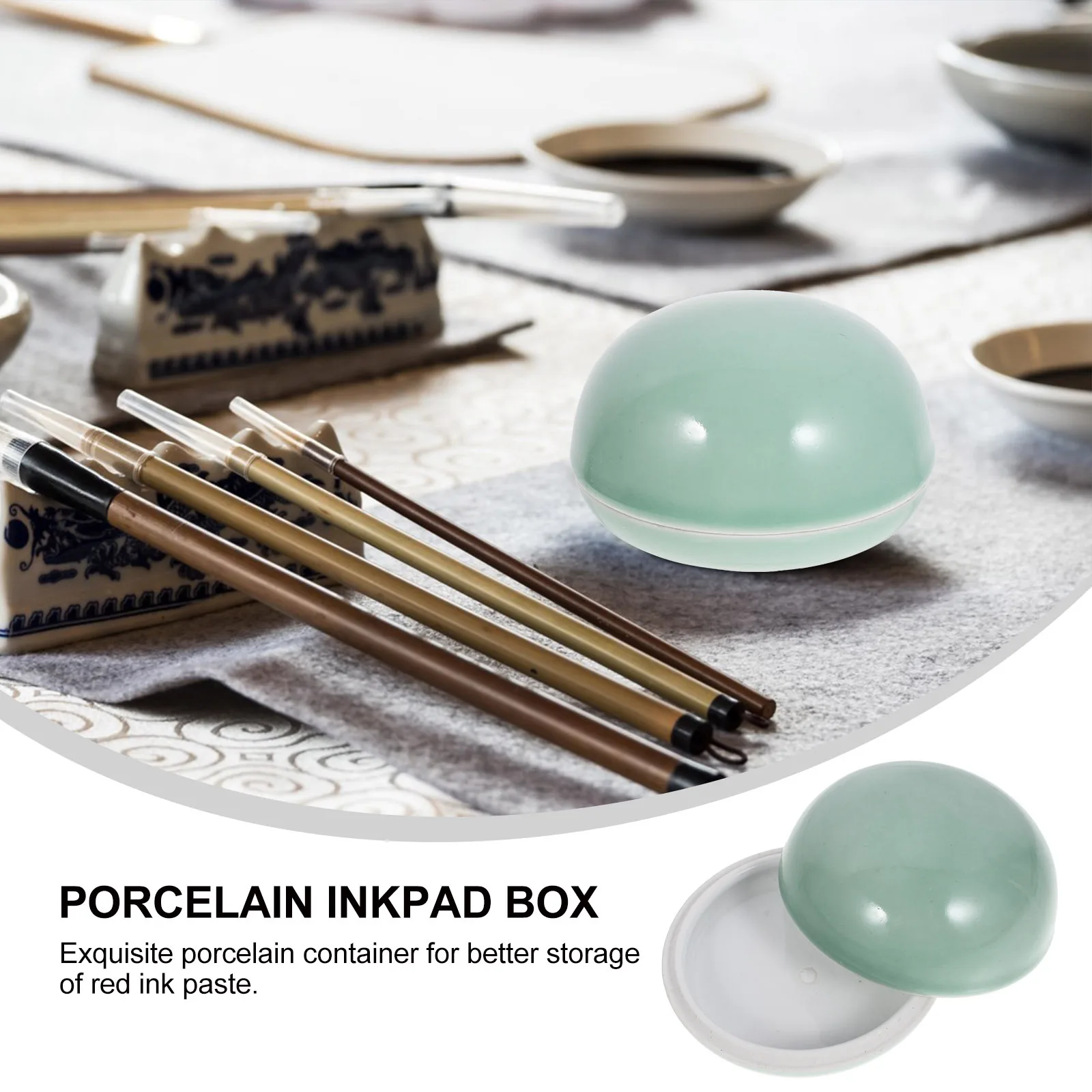 صندوق بورسلين رائع للخط صغير خفيف الوزن وسهل التنظيف صندوق معجون الحبر الأحمر لسطح المكتب زينة من البورسلين #5