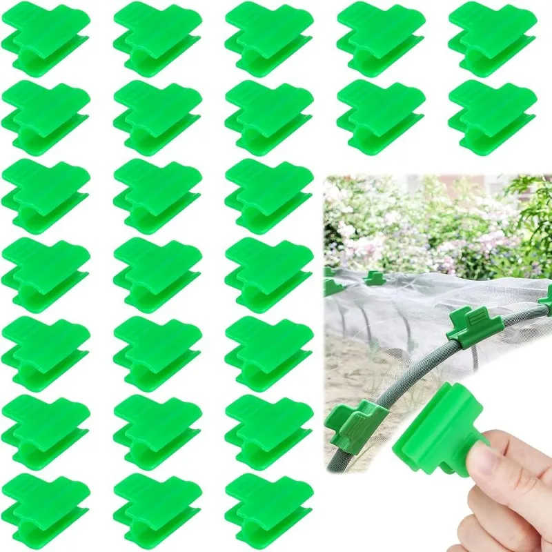

【50-Count Plant Support Clips】Plastic Garden Clamps for Securing Plants, Film, Netting - Reusable & Weatherproof
