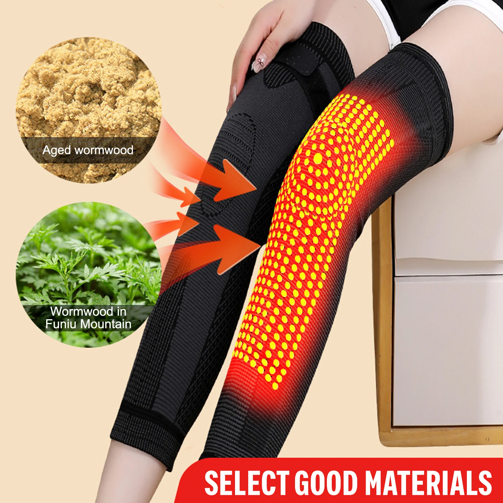 

Winter Leg Warmer High Elasticity Mugwort Self Heating Knee Pads For Cycling Camping Fishing Skiing Outdoor Sport Warm Leg Cover