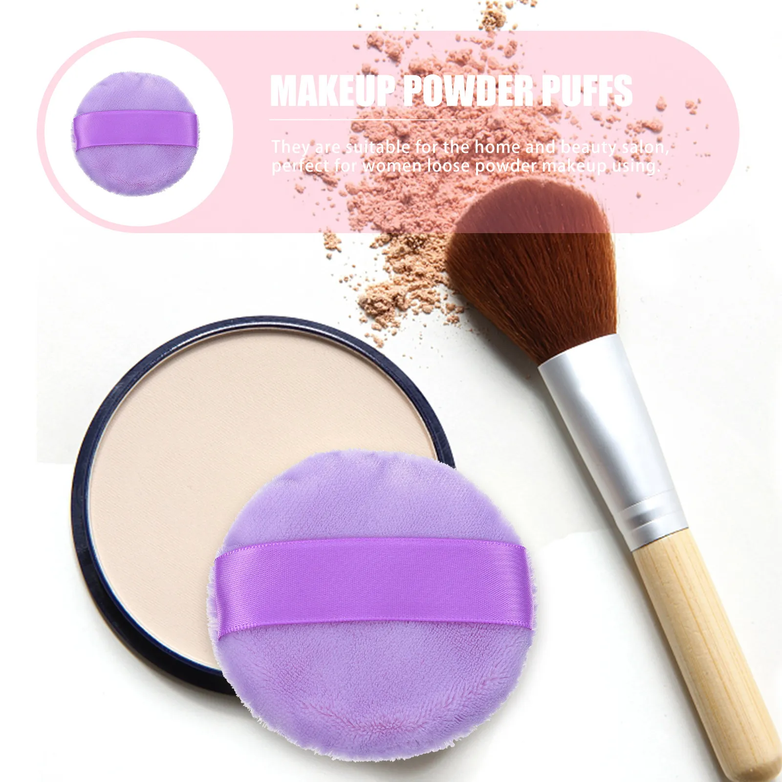 

5Pcs Loose Powder Makeup Puff Set Lightweight Soft Makeup Applicator Tools for Women Home Salon Travel