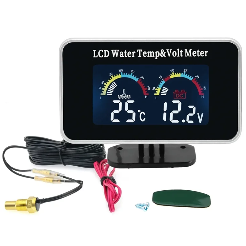SUNRI-Two-In-One Temperatur Voltmeter Dual Display Wasser Temperatur Voltmeter Für Autos