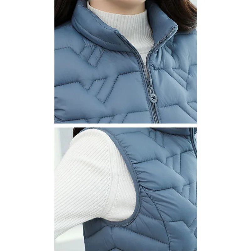 2024 Autumn Winter New Down Cotton Jacket Vest Waistcoat Women's Short Overcoat Oversize 5XL Slim Warm Cotton Vests Outwear