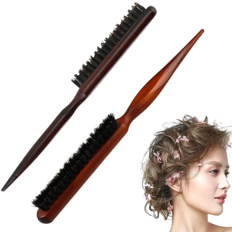 

Hair Fluffy Three Rows Boar Bristle Combs Wooden Handle Hair Comb Back Teasing Brushes Salon Supply Hairdressing Styling Tool