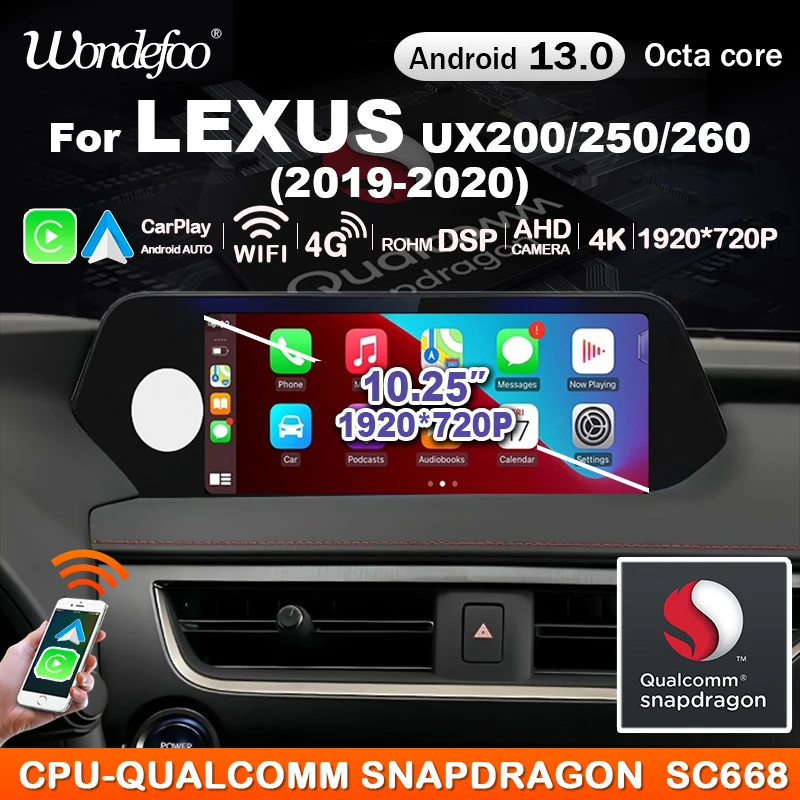 Android 13 Auto Carplay Qualcomm Snapdragon 2DIN Car Radio autoradio For LEXUS UX200 UX250 UX260 2019-2020 Multimedia player LTE