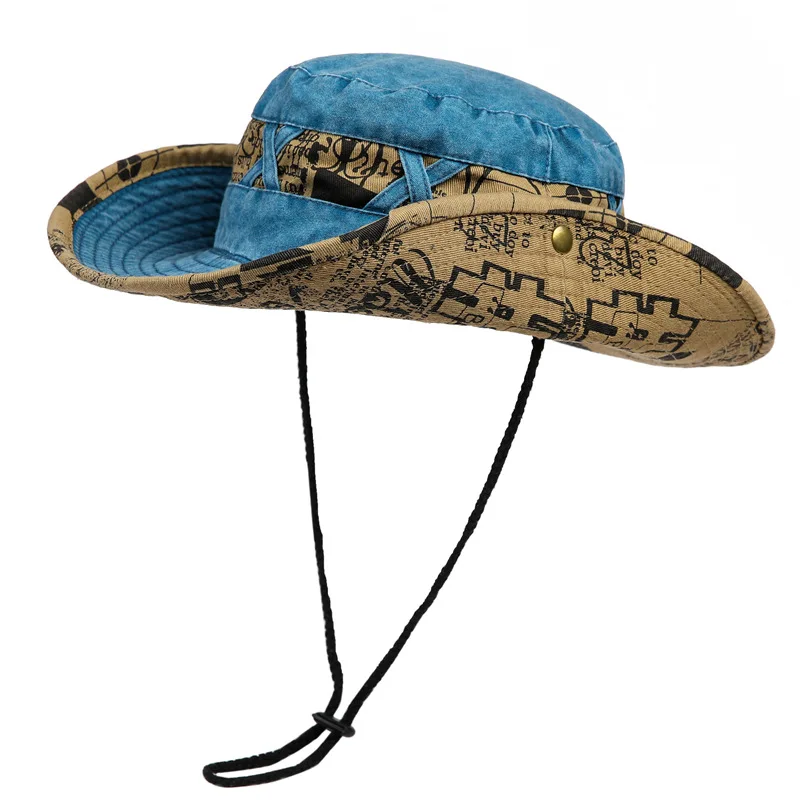 Contrast Color Letters Fisherman Hat Street Fashion Female All-matching Sun Hat Alpine Cap Outdoor Camping Western Cowboy Hat